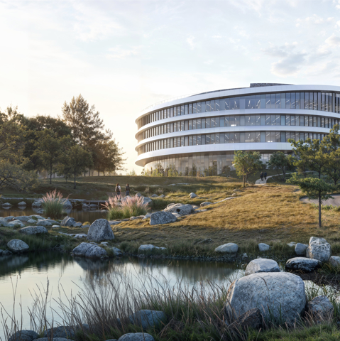 Visualisering af AART Arkitekter af Grundfos' fremtidige kontordomicil