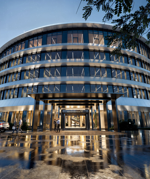 Visualisering af AART Arkitekter af Grundfos' fremtidige kontordomicil